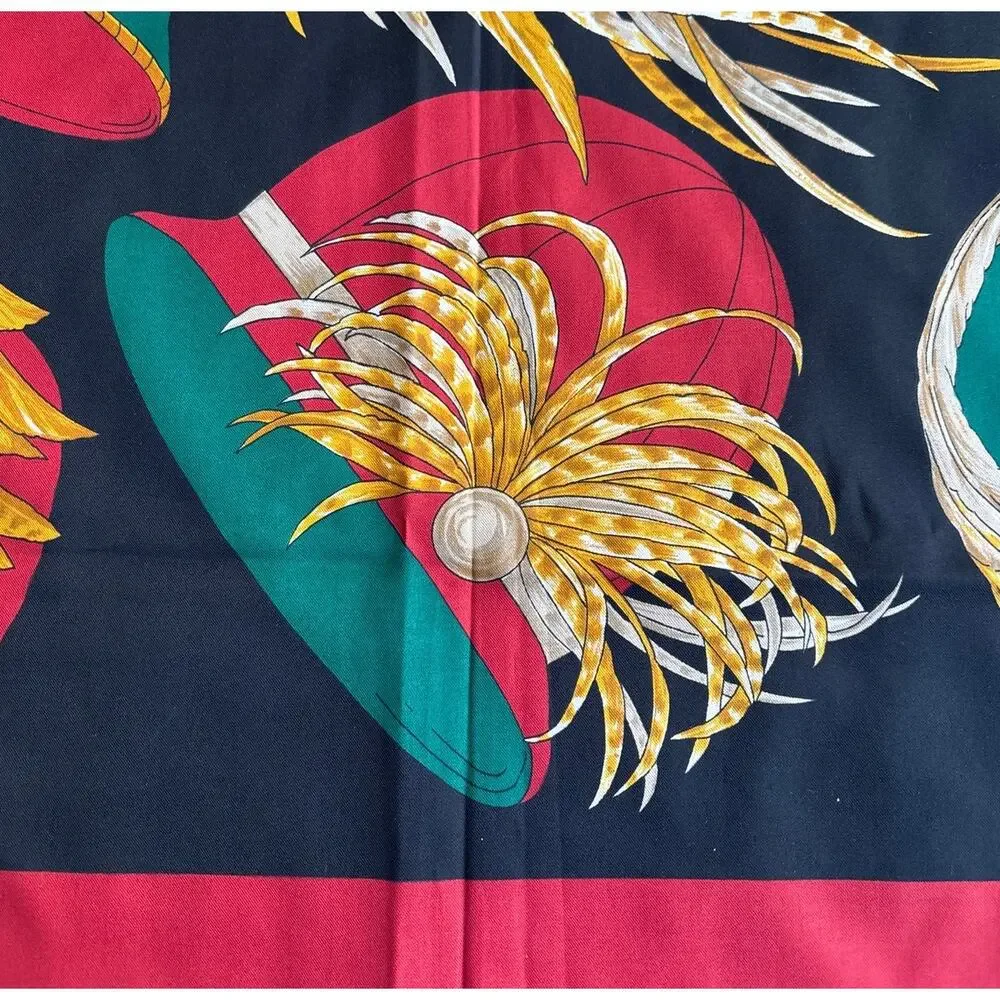 Silk Scarf with vintage hats motif 34